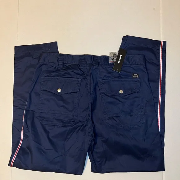 Diesel blue p tucs tape chino trousers - Picture 3 of 13